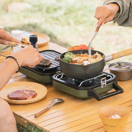 Naturehike 2 Burner Folding Camping Stove & 4.2 Quart Hanging Pot Set