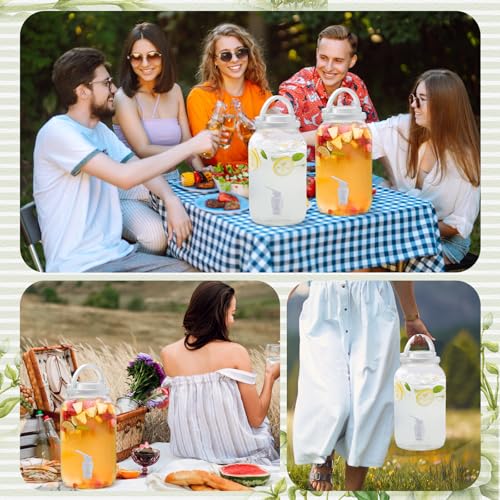 Havawish 2 Pcs 1 Gallon Plastic Beverage Dispenser with Spigot Clear Summer Kitchen Fridge Drink Dispenser for Parties Lem...