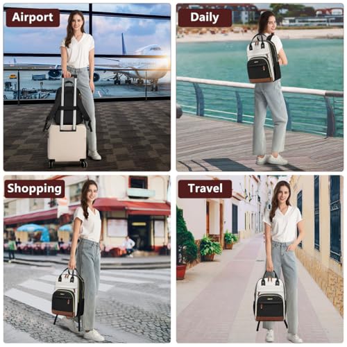 Laptop Backpack for Women Bag - 15.6 inch Work Travel Backpack with USB Charger College Bookbag Waterproof Business Comput...