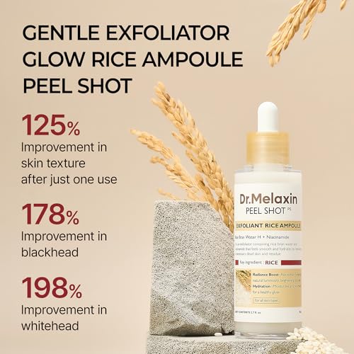 Dr.Melaxin Peel Shot Glow Rice Peeling Ampoule 80ml Daily Soft Exfoliating Face and Body Scrub Dead Skin Cells Blackhead R...