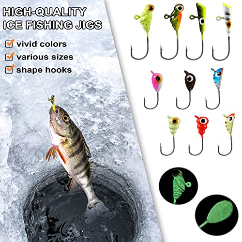 PLUSINNO Ultralight Winter Ice Fishing Rod Reel Combo 26/27/28 inch. Medium Light Fast Action Multi-Species Spinning Ice F...