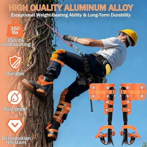Poakkus Tree Climbing Spikes Set,Tree Climbing Gear, 1 Pair Alloy Steel Climbing Spurs,350lbs Load Capacity with Safety Se...