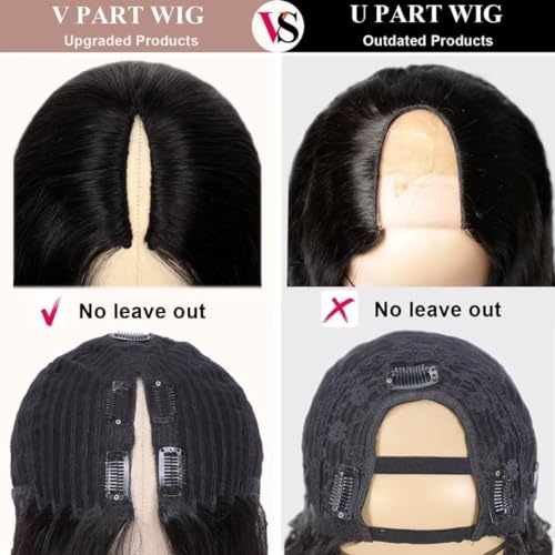 Zealady V Part Wig Human Hair Deep Wave 12A Brazilian Virgin Glueless Curly V Part Wigs Human Hair V Shape Wigs Upgrade U Part Wigs Deep Curly Wigs for Women No Sew in Full Head Clip In 18inch