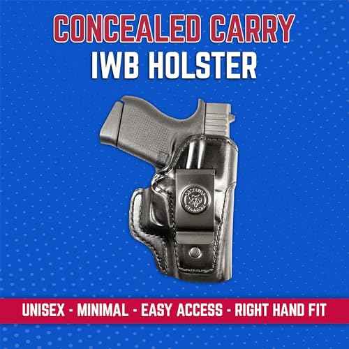 DeSantis Inside Heat IWB Holster - Concealed Carry Gun Holster, Leather Holster IWB for Pistols, Compatible with the GLOCK 43, 43X - Right Hand Draw, Black