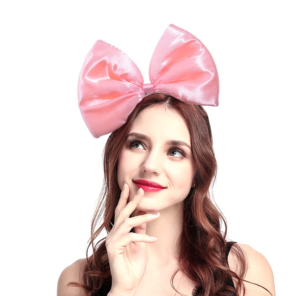 Bubbmi Satin Hair Bow Hairband, Huge Bow Hair Hoop, Festival Party Costume Headpiece for Women Girls