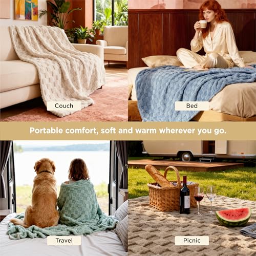 Bedsure GentleSoft Sage Green Throw Blanket for Couch - Checkered Fleece Blankets Christmas Gifts for Women Men Girls, Cut...