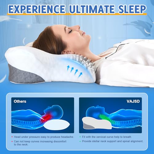 Cervical Neck Pillows with Memory Foam - Neck Pillows for Pain Relief Contour Memory Foam Pillows Ergonomic Neck Support -...