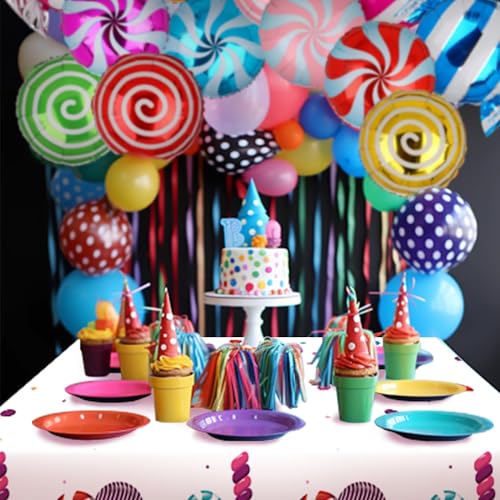 Sweet Candy Balloon Set Candies Theme Swirl Helium Mylar Foil Balloons Party Birthday Decor Supplies Round Daughters 12 Pc...
