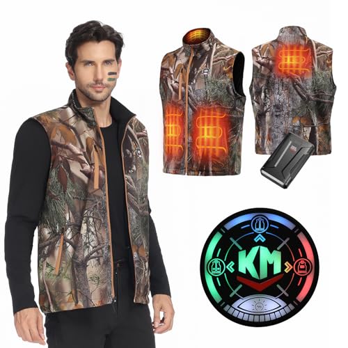 KEMIMOTO Hunting Heated Vest with 20000mAh Battery Pack, Men's Camo Lightweight Heated Vest Winter Fishing Hunting £¨S-2XL£©