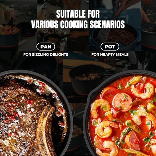 Stoke Voltaics Nomad Cooking System, Electric Camping Stove 200-1000W with Pan & Pot, 120V Portable Outdoor Cooking Gear S...