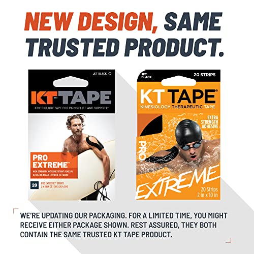 KT Tape Pro Extreme Therapeutic Elastic Kinesiology Sports Tape, 20 Pre Cut 10 inch Strips, 100% Synthetic Water Resistant...