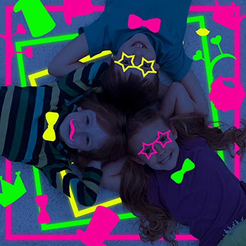 Skylety 24 Pcs Neon Photo Booth Props Glow Photo Booth Fully Assembled Neon Glow Party Colorful Black Light Fluorescent Pa...