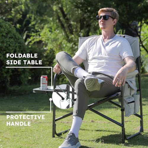 Colegence Oversized Directors Camping Chair Set of 2 Support 600 LBS, Heavy Duty Folding Outdoor Chairs with Detachable Si...