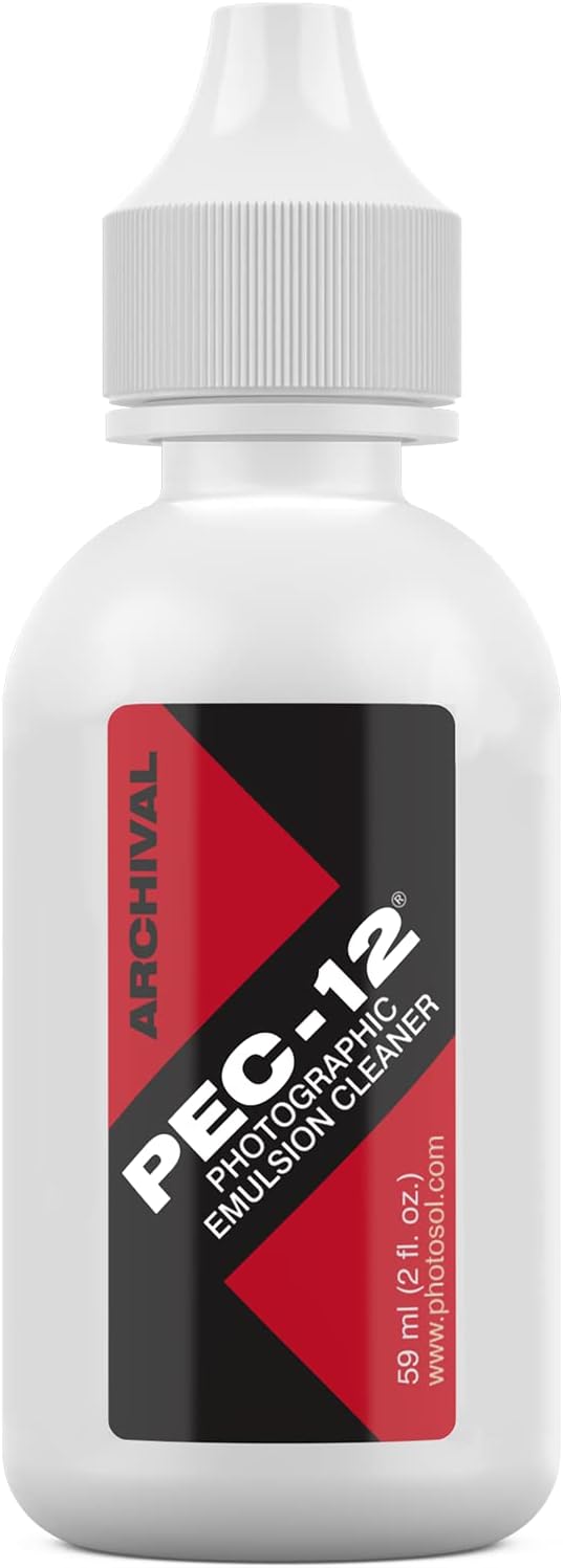 PEC-12 Photographic Emulsion Cleaner - Fluid for Removal of Non-Water Based Stain, Grease & Ink from Emulsions and Bases - Photographers Choice for Cleaning 35mm Film, Photo Negative, B&W Slide with Dropper Tip
