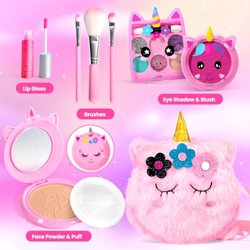 ULOVEME Kids Real Makeup Kit for Little Girls - Real, Non Toxic, Washable Make Up Toy - Umicorn Toys Gift for 3 4 5 6 7 8 ...