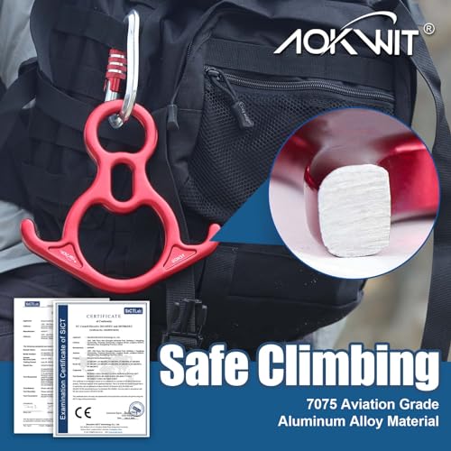 50KN Rescue Figure, 8 Descender Large Bent-Ear Belaying and Rappelling Gear Belay Device Climbing for Rock Climbing Peak R...