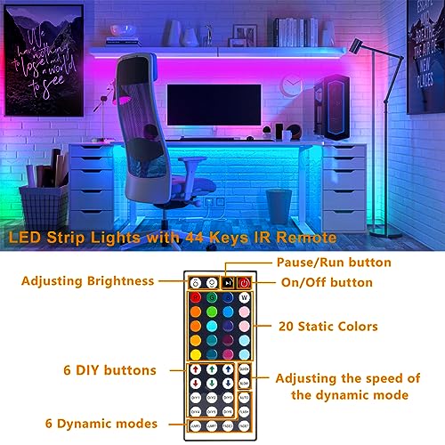 HOUHUI USB LED Strip Lights Kit, 4 Pre-Cut 1.64ft/6.56ft RGB LED Light Strips, Color Changing TV Backlights with Remote, R...