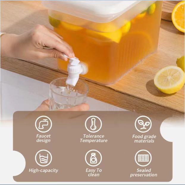 BEWBBAT 2 Pack 1.3 Gallon Fridge Drink Dispenser with Spigot, Leak-proof Plastic Beverage Drink Dispenser Refrigerator Ice...