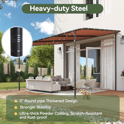 Aoxun 10x12 Lean to Gazebo Outdoor Pergola with Water Resistant & UV-Resistant, Wall-Mounted Canopy Sloped Roof Awning for...