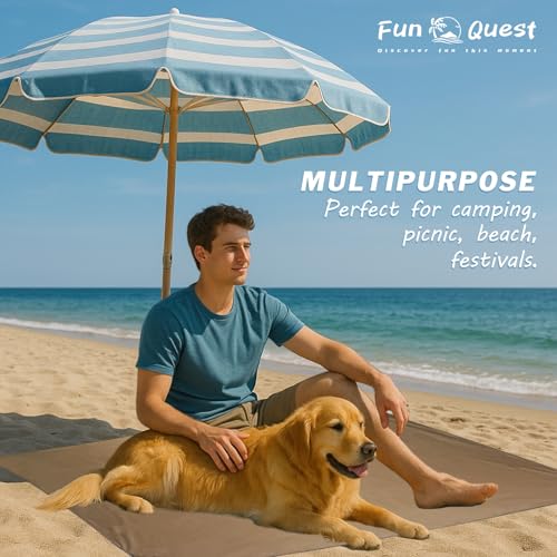 Fun Quest Picnic Blanket Waterproof – Packable Sand Proof Beach Blanket (0.42lb/0.66lb), Compact & Foldable, Fits in Pocke...