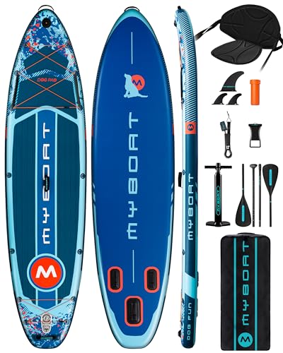 MYBOAT 11'6"×34"×6" Extra Wide Inflatable Paddle Board, Stand Up Paddle Board for Fishing, Sup Board with 3 Removable Fin...