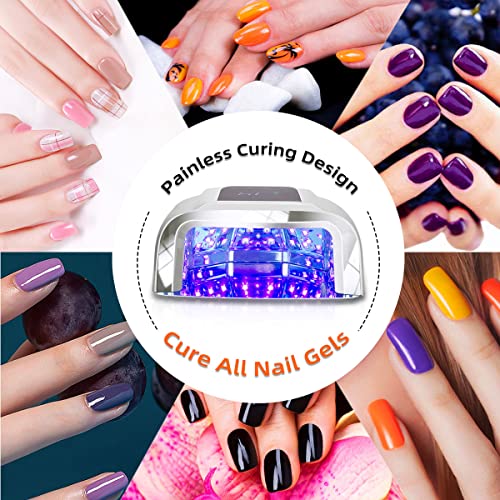 96W Rechargeable UV LED Nail lamp,Cordless Nail Dryer with Removable Stainless Steel Bottom,Professional Curing Lamp for Fingernail and Toenail, Auto Sensor & Quick Dry Nail Machine (White)