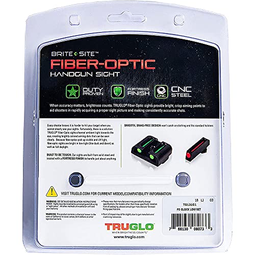 TRUGLO Fiber-Optic Handgun Night Sight | Compact Durable Snag-Resistant High-Visibility Red Front & Green Rear Sight for Handguns