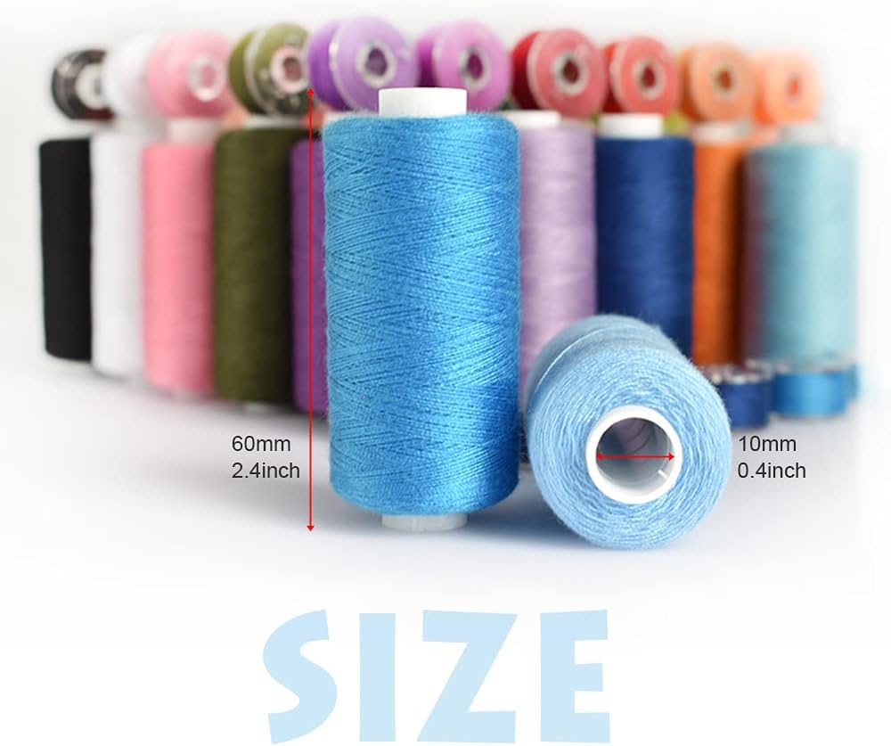 72Pcs Bobbins Sewing Threads Kit, 36 Colors Spools 360Yards per Polyester Thread, 36 Colors Prewound Bobbin with Case for Hand Machine Sewing