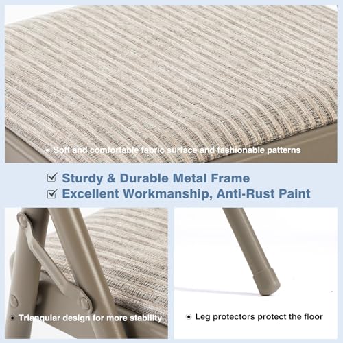 DUMOS 2 Pack Folding Chairs with Padded Cushion and Back - Fabric Stackable Portable Dining Chiars Set, for Home and Offic...