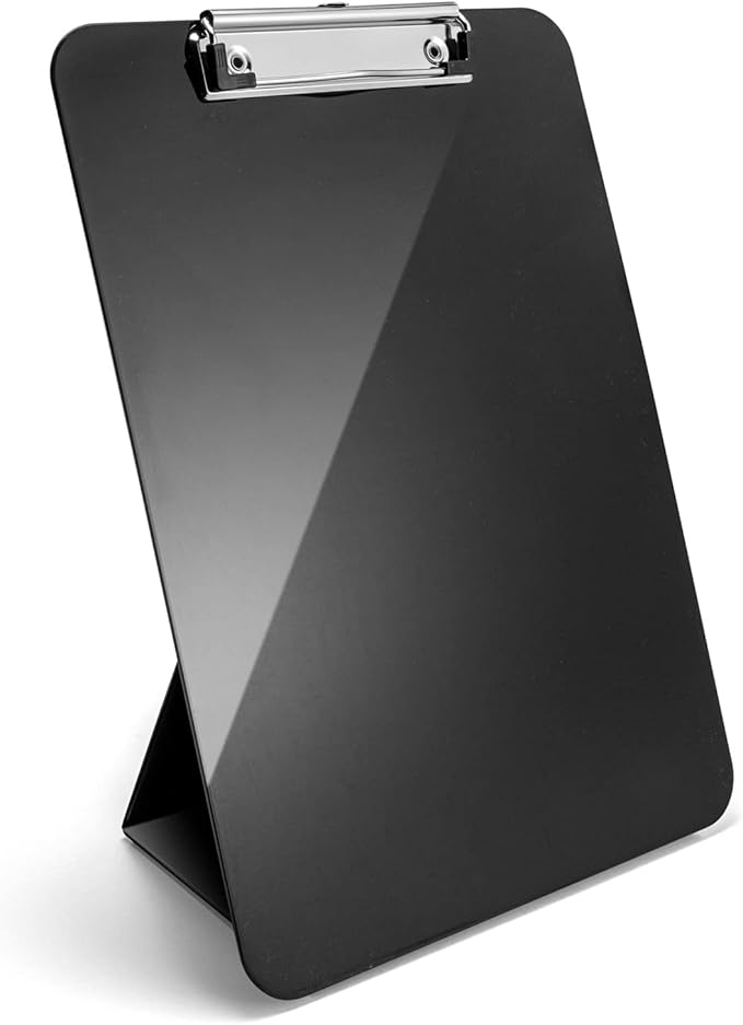 Officemate Recycled Plastic Free Standing Clipboard with Easel Back, Lightweight Portable Writing Foldable Clip Board for ...