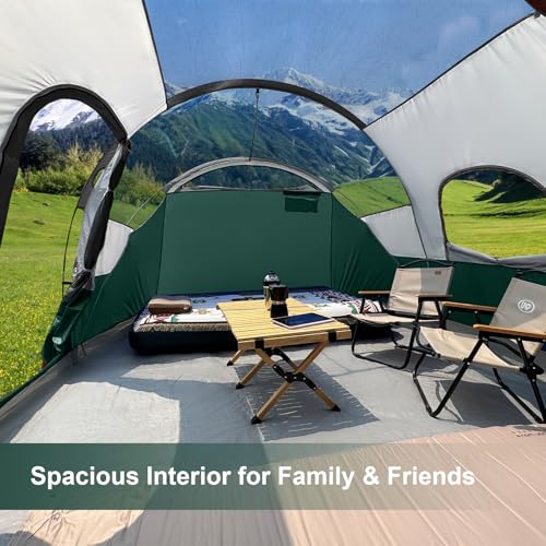 CAMPROS CP Tent 12-Person-Camping-Tents,3 Room Family Tents,Waterproof Windproof Family Tent with Top Rainfly,6 Large Mesh...