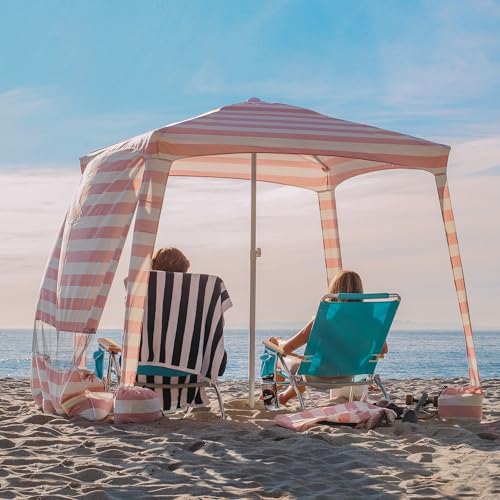 AMMSUN Beach Cabana, 6.2'×6.2' Beach Canopy, Easy Set up and Take Down, Cabana Tent with Sand Pockets, Instant Sun Shade w...