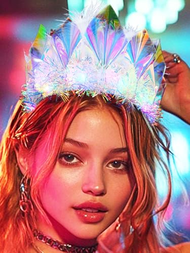 GENBREE Light Up Headband Glowing Crown and Tiara LED Hair Accessories for Women