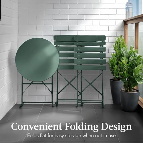 Best Choice Products 3-Piece Bistro Set, Space Saving Folding Design, Solid Steel, Outdoor Patio Furniture Set w/ 2 Chair...