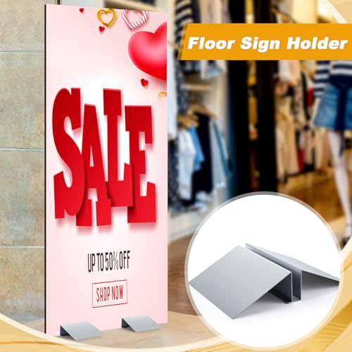 Blulu 2 Pcs Metal Floor Sign Stand Holder Fits 12" Wide Board up to 72" Tall Graphic Floor Standing Display Stand for Comp...