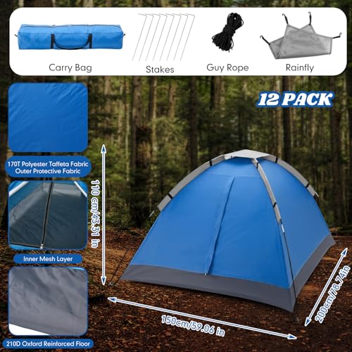 Woanger 12 Pack Bulk 2 Person Camping Tents for Homeless Lightweight Outdoor Tent with Rain Fly and Carrying Bag Waterproo...