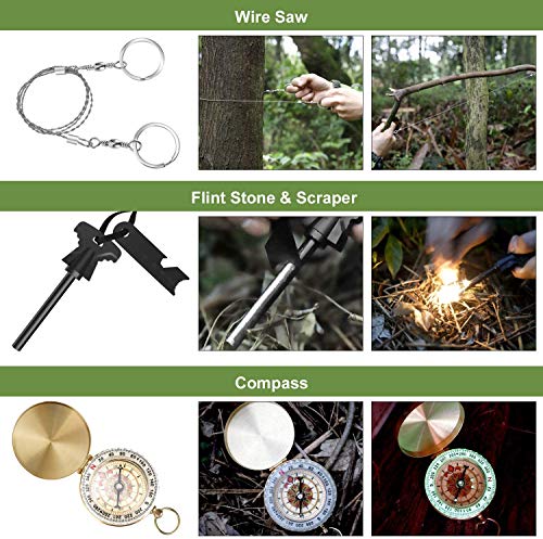 Gifts for Men Christmas Emergency Survival Kit, 22 in 1 Professional Survival Gear Equipment Tools First Aid Supplies for ...