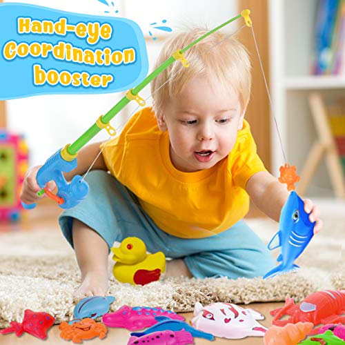 Goody King Magnetic Fishing Game Pool Toys for Kids - Bath Outdoor Indoor Carnival Party Water Table Toys Fish for Kids Ag...