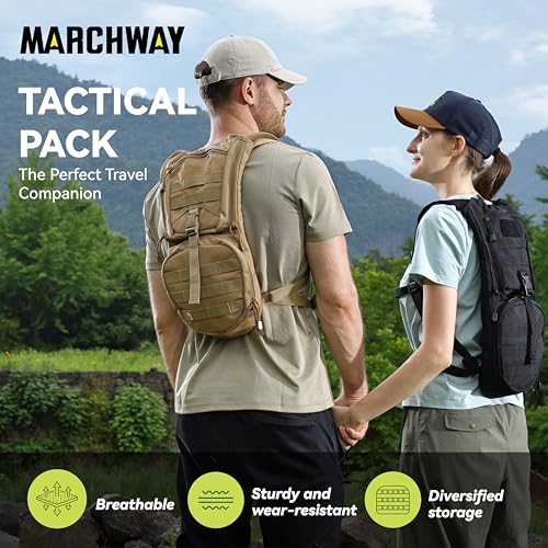 MARCHWAY Tactical Molle Hydration Pack Backpack with 3L TPU Water Bladder, Military Daypack for Cycling, Hiking, Running, ...