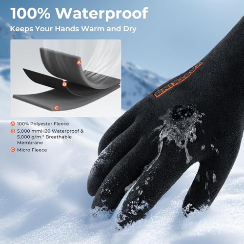KastKing HydroSense Waterproof Fishing Gloves, 100% Waterproof and Breathable Cold Weather Fishing Gloves, Ideal for Ice F...