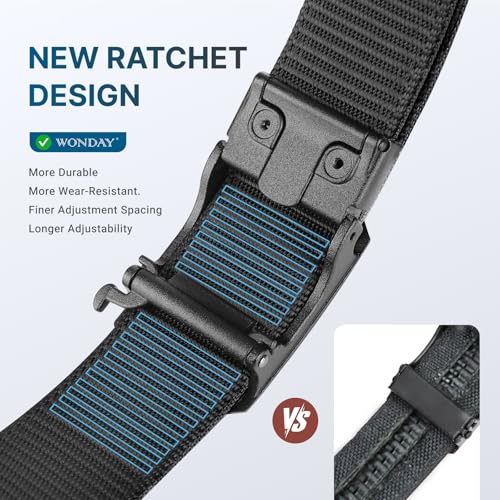 WONDAY Tactical Gun Belt Patented Ratchet CCW Rigid Men EDC Stiff Heavy Duty Work 1.5" Battle Concealed Carry Nylon Belts