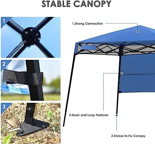 Fireflowery 7’ x 7’ Pop Up Canopy Tent, Portable Shelter Canopy w/Backpack, Outdoor Instant Canopy Tent, Lightweight & Com...