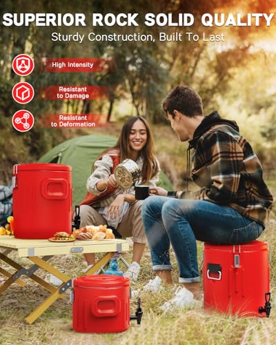 Insulated Beverage Dispenser 3.5 Gallon - [Stainless Steel Interior] [Hot &Cold Versatile] Hot Drink Dispenser with Spout,...