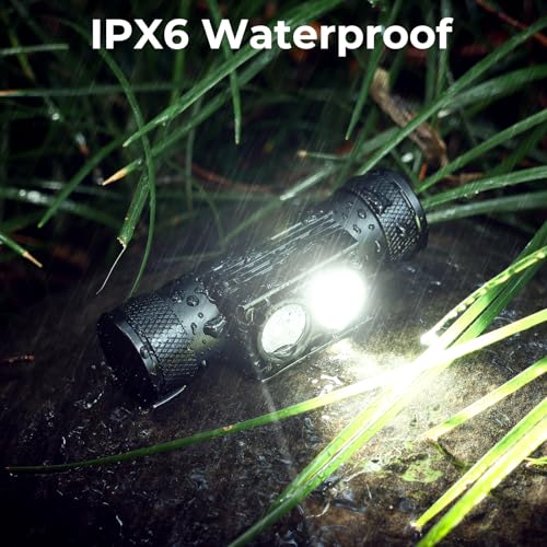 77outdoor LED Rechargeable Red Headlamp, H25LR / D25LR Powerful Lightweight Headlight with 90 High CRI Bright White Light ...