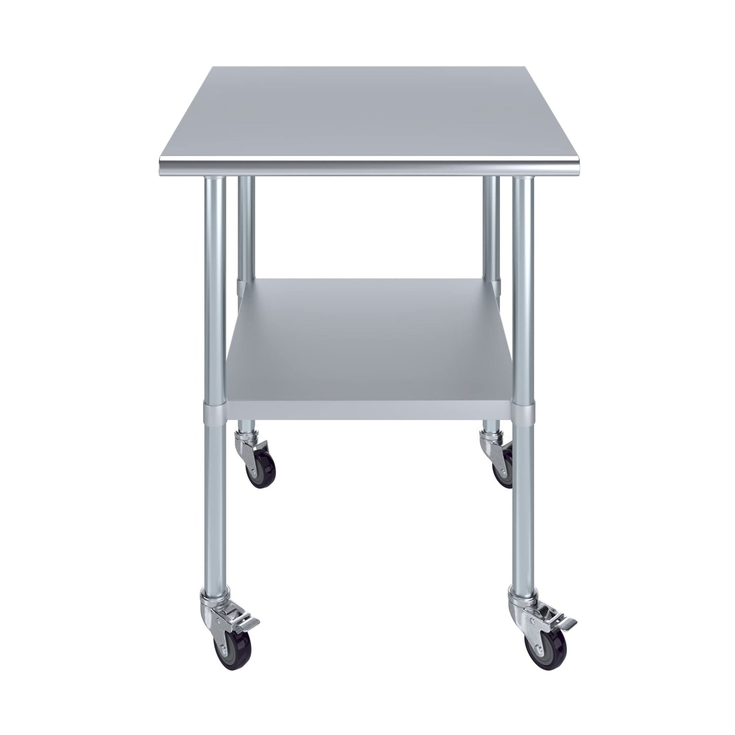 AmGood 30 in. x 30 in. Stainless Steel Work Table with Wheels | Metal Kitchen Food Prep Table | NSF