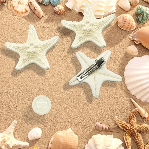3Pcs Starfish Hair Clip Set, Mermaid Hair Accessories and Makeup Glitter Sequin Seashell Hair Clips, Mermaid Hair Clips St...