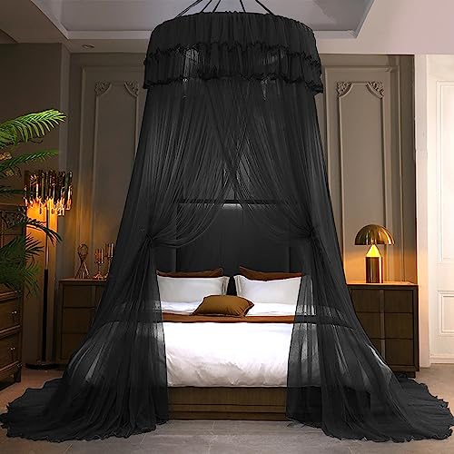 Kertnic Mosquito Net Bed Canopy for Girls, Princess Canopy Bed Curtain Fine Sheer Mesh Dome Bed Canopies, Kids & Adults La...