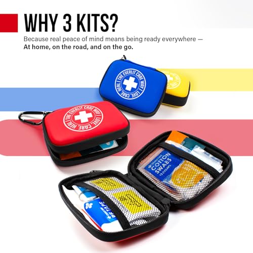 EVERLIT CARE MiniAid First Aid Kit | Compact & Lightweight Case with Carabiners for Travel | Family & Kid Friendly 180 Pcs...
