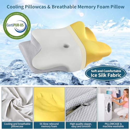 Cervical Neck Pillow - Ergonomic Side Sleeper Pillow for Pain Relief, Contour Cervical Pillow for Sleeping, Memory Foam Pi...