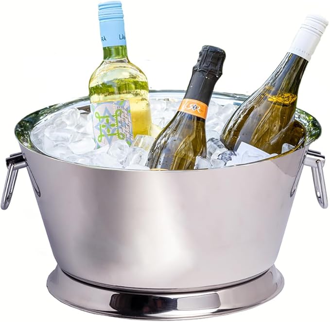 Sol Living Insulated Beverage Tub Large Ice Bucket with Handles Double Wall Stainless Steel Ice Bucket and Cooler for Win...